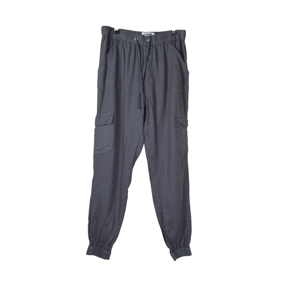 Nicole Miller Womens Linen Cargo Jogger Pant Size M Grey Summer
